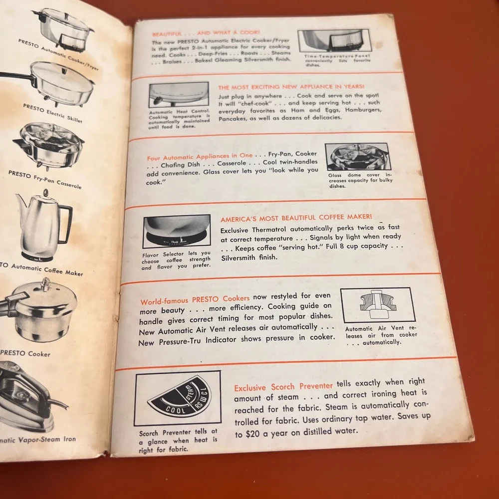Vintage 1954 Presto Automatic Electric Skillet Recipe Book Instruction Manual